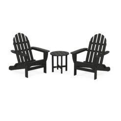 POLYWOOD Classic Folding Adirondack 3-Piece Set -HomeNest Store Classic Folding Adirondack 3 Piece Set PWS214 1 BL Black