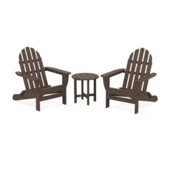 POLYWOOD Classic Folding Adirondack 3-Piece Set -HomeNest Store Classic Folding Adirondack 3 Piece Set PWS214 1 MA Mahogany