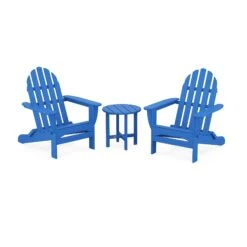 POLYWOOD Classic Folding Adirondack 3-Piece Set -HomeNest Store Classic Folding Adirondack 3 Piece Set PWS214 1 PB Pacific Blue