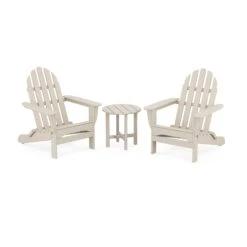 POLYWOOD Classic Folding Adirondack 3-Piece Set -HomeNest Store Classic Folding Adirondack 3 Piece Set PWS214 1 SA Sand