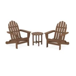POLYWOOD Classic Folding Adirondack 3-Piece Set -HomeNest Store Classic Folding Adirondack 3 Piece Set PWS214 1 TE Teak