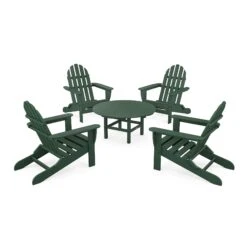 POLYWOOD Classic Folding Adirondack 5-Piece Conversation Group -HomeNest Store Classic Folding Adirondack 5 Piece Conversation Group PWS119 1 GR Green