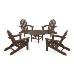 POLYWOOD Classic Folding Adirondack 5-Piece Conversation Group -HomeNest Store Classic Folding Adirondack 5 Piece Conversation Group PWS119 1 MA Mahogany
