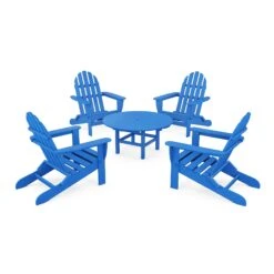 POLYWOOD Classic Folding Adirondack 5-Piece Conversation Group -HomeNest Store Classic Folding Adirondack 5 Piece Conversation Group PWS119 1 PB Pacific Blue