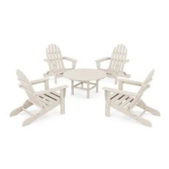 POLYWOOD Classic Folding Adirondack 5-Piece Conversation Group -HomeNest Store Classic Folding Adirondack 5 Piece Conversation Group PWS119 1 SA Sand