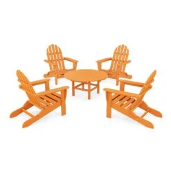 POLYWOOD Classic Folding Adirondack 5-Piece Conversation Group -HomeNest Store Classic Folding Adirondack 5 Piece Conversation Group PWS119 1 TA Tangerine