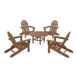 POLYWOOD Classic Folding Adirondack 5-Piece Conversation Group -HomeNest Store Classic Folding Adirondack 5 Piece Conversation Group PWS119 1 TE Teak