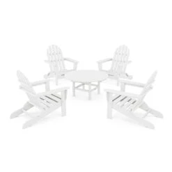 POLYWOOD Classic Folding Adirondack 5-Piece Conversation Group -HomeNest Store Classic Folding Adirondack 5 Piece Conversation Group PWS119 1 WH White
