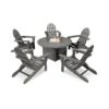 POLYWOOD Classic Folding Adirondack 6-Piece Conversation Set With Fire Pit Table -HomeNest Store Classic Folding Adirondack 6 Piece Conversation Set with Fire Pit