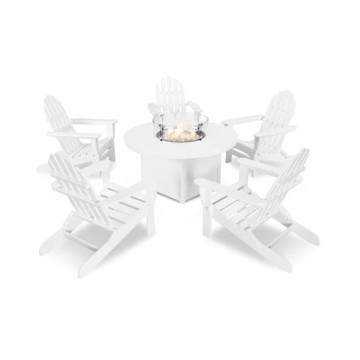 POLYWOOD Classic Folding Adirondack 6-Piece Conversation Set With Fire Pit Table - Image 7