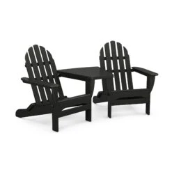 POLYWOOD Classic Folding Adirondacks With Connecting Table -HomeNest Store Classic Folding Adirondacks with Connecting Table PWS562 1 BL Black