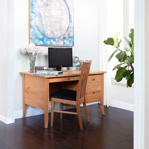 Small Wood Flare Leg Executive Desk - Image 7