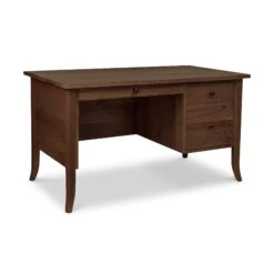 Small Wood Flare Leg Executive Desk -HomeNest Store Classic Shaker Flare Leg Small Wood Executive Desk Natural Walnut