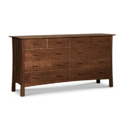 Contemporary Craftsman 10-Drawer Wide Dresser -HomeNest Store Contemporary Craftsman 10 Drawer Wide Dresser Walnut