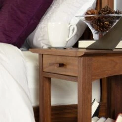 Contemporary Craftsman 1-Drawer Open Shelf Nightstand -HomeNest Store Contemporary Craftsman Open Shelf Nightstand Life 1