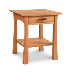Contemporary Craftsman 1-Drawer Open Shelf Nightstand -HomeNest Store Contemporary Craftsman Open Shelf Nightstand Short Natural Cherry
