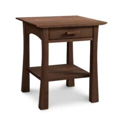 Contemporary Craftsman 1-Drawer Open Shelf Nightstand -HomeNest Store Contemporary Craftsman Open Shelf Nightstand Short Natural Walnut