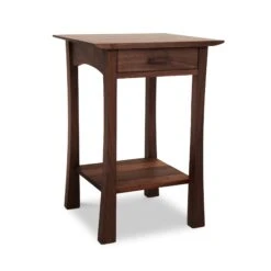 Contemporary Craftsman 1-Drawer Open Shelf Nightstand -HomeNest Store Contemporary Craftsman Open Shelf Nightstand Tall Natural Walnut
