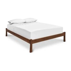 Contemporary Craftsman Studio-Style Platform Bed -HomeNest Store Contemporary Craftsman Studio Style Platform Bed Queen Natural Walnut