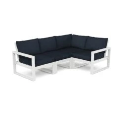POLYWOOD EDGE 4-Piece Modular Deep Seating Set -HomeNest Store EDGE 4 Piece Modular Deep Seating Set PWS521 2 WH145991 White Marine Indigo