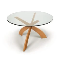 Entwine Round Glass Top Dining Table -HomeNest Store Entwine Cherry Round Glass Top Table 2