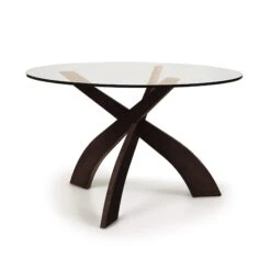 Entwine Round Glass Top Dining Table -HomeNest Store Entwine Cherry Round Glass Top Table 48 Inch Smoke Cherry