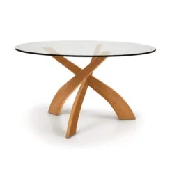 Entwine Round Glass Top Dining Table -HomeNest Store Entwine Cherry Round Glass Top Table 54 Inch