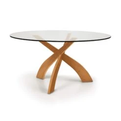 Entwine Round Glass Top Dining Table -HomeNest Store Entwine Cherry Round Glass Top Table 60 Inch