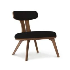 Estelle Walnut Lounge Chair -HomeNest Store Estelle Walnut Lounge Chair Mink Fabric