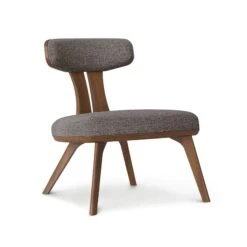 Estelle Walnut Lounge Chair -HomeNest Store Estelle Walnut Lounge Chair Slate Fabric