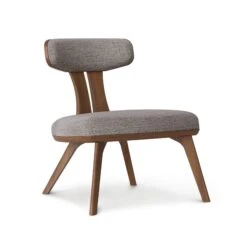 Estelle Walnut Lounge Chair -HomeNest Store Estelle Walnut Lounge Chair Sterling Fabric