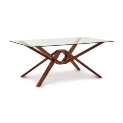 Exeter Rectangular Glass Top Table -HomeNest Store Exeter Cherry Glass Top Rectangular Table 42x72 Cognac Cherry