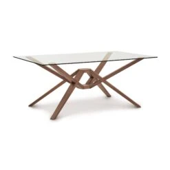 Exeter Rectangular Glass Top Table -HomeNest Store Exeter Cherry Glass Top Rectangular Table 42x72 Saddle Cherry