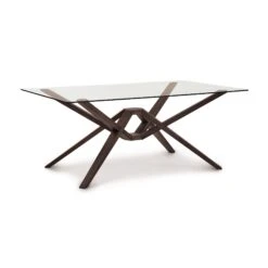 Exeter Rectangular Glass Top Table -HomeNest Store Exeter Cherry Glass Top Rectangular Table 42x72 Smoke Cherry