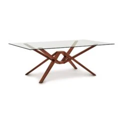 Exeter Rectangular Glass Top Table -HomeNest Store Exeter Cherry Glass Top Rectangular Table 48x84 Cognac Cherry