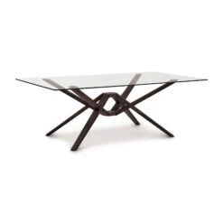 Exeter Rectangular Glass Top Table -HomeNest Store Exeter Cherry Glass Top Rectangular Table 48x84 Smoke Cherry