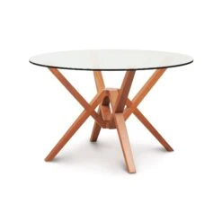 Exeter Round Glass Top Table -HomeNest Store Exeter Cherry Round Glass Top Table 48 Inch Autumn Cherry