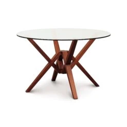 Exeter Round Glass Top Table -HomeNest Store Exeter Cherry Round Glass Top Table 48 Inch Cognac Cherry