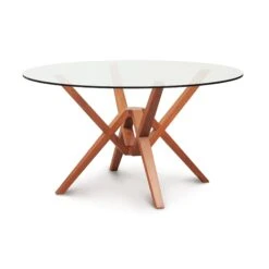 Exeter Round Glass Top Table -HomeNest Store Exeter Cherry Round Glass Top Table 54 Inch Autumn Cherry