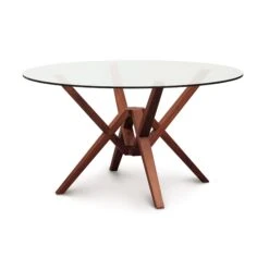 Exeter Round Glass Top Table -HomeNest Store Exeter Cherry Round Glass Top Table 54 Inch Cognac Cherry