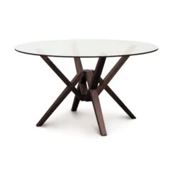 Exeter Round Glass Top Table -HomeNest Store Exeter Cherry Round Glass Top Table 54 Inch Smoke Cherry