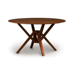 Exeter Round Solid Top Dining Table -HomeNest Store Exeter Cherry Round Table 54 Inch Cognac Cherry