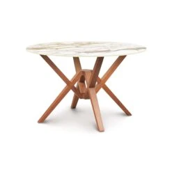 Exeter Round Sintered Stone Top Table -HomeNest Store Exeter Round Sintered Stone Top Table 48 Inch Natural Cherry Macchia Vecchia