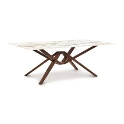 Exeter Sintered Stone Top Table -HomeNest Store Exeter Sintered Stone Top Table 48x84 Natural Walnut Macchia Vecchia