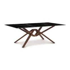 Exeter Sintered Stone Top Table -HomeNest Store Exeter Sintered Stone Top Table 48x84 Natural Walnut Sahara Noir