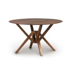 Exeter Round Solid Top Dining Table -HomeNest Store Exeter Walnut Round Table 48 Inch