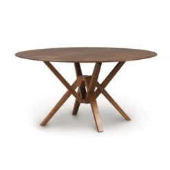 Exeter Round Solid Top Dining Table -HomeNest Store Exeter Walnut Round Table 60 Inch