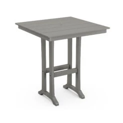POLYWOOD Farmhouse Trestle 37" Bar Table -HomeNest Store Farmhouse Trestle 37 Inch Bar Table PLB81 T1L1GY Slate Grey