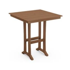 POLYWOOD Farmhouse Trestle 37" Bar Table -HomeNest Store Farmhouse Trestle 37 Inch Bar Table PLB81 T1L1TE Teak