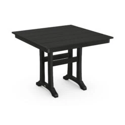 POLYWOOD Farmhouse Trestle 37" Dining Table -HomeNest Store Farmhouse Trestle 37 Inch Dining Table PL81 T1L1BL Black